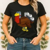 Turkey Thanksgiving Block Brick Building Master Builder Women's T-Shirt thumb 2