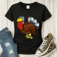 Turkey Thanksgiving Block Brick Building Master Builder Women's T-Shirt thumb 3