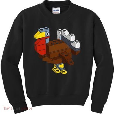 Turkey Thanksgiving Block Brick Building Master Builder Kids Sweatshirt