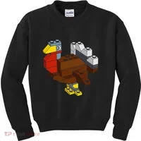 Turkey Thanksgiving Block Brick Building Master Builder Kids Sweatshirt thumb 0