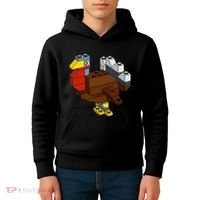 Turkey Thanksgiving Block Brick Building Master Builder Kids Hoodie thumb 4