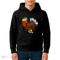 Turkey Thanksgiving Block Brick Building Master Builder Kids Hoodie thumb 4