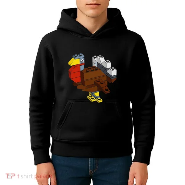 Turkey Thanksgiving Block Brick Building Master Builder Kids Hoodie