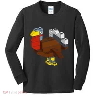 Turkey Thanksgiving Block Brick Building Master Builder Kids Long Sleeve Shirt thumb 0