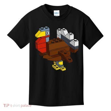 Turkey Thanksgiving Block Brick Building Master Builder Kids T-Shirt