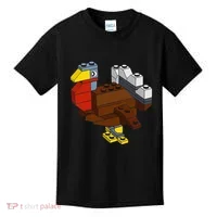 Turkey Thanksgiving Block Brick Building Master Builder Kids T-Shirt thumb 0