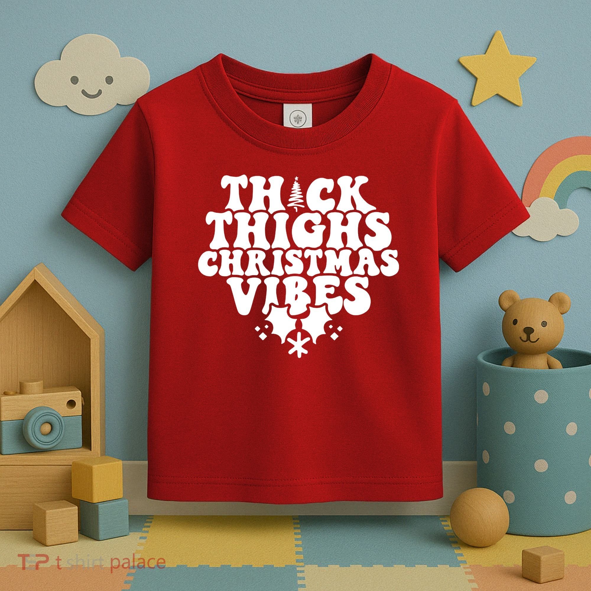 Thick Thighs Christmas Vibes Toddler T-Shirt