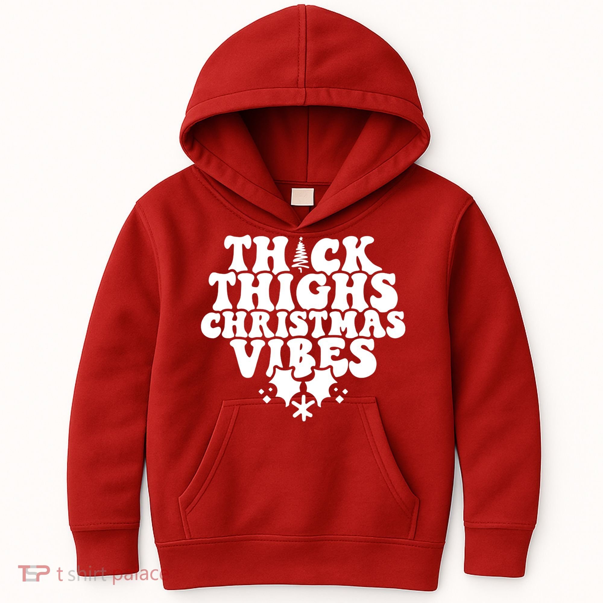 Thick Thighs Christmas Vibes Kids Hoodie