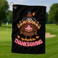 Thanksgiving Turkey Cute Holiday Golf Towel thumb 1