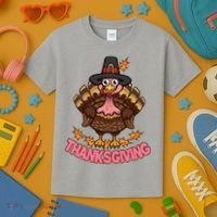 Thanksgiving Turkey Cute Holiday Kids T-Shirt thumb 3