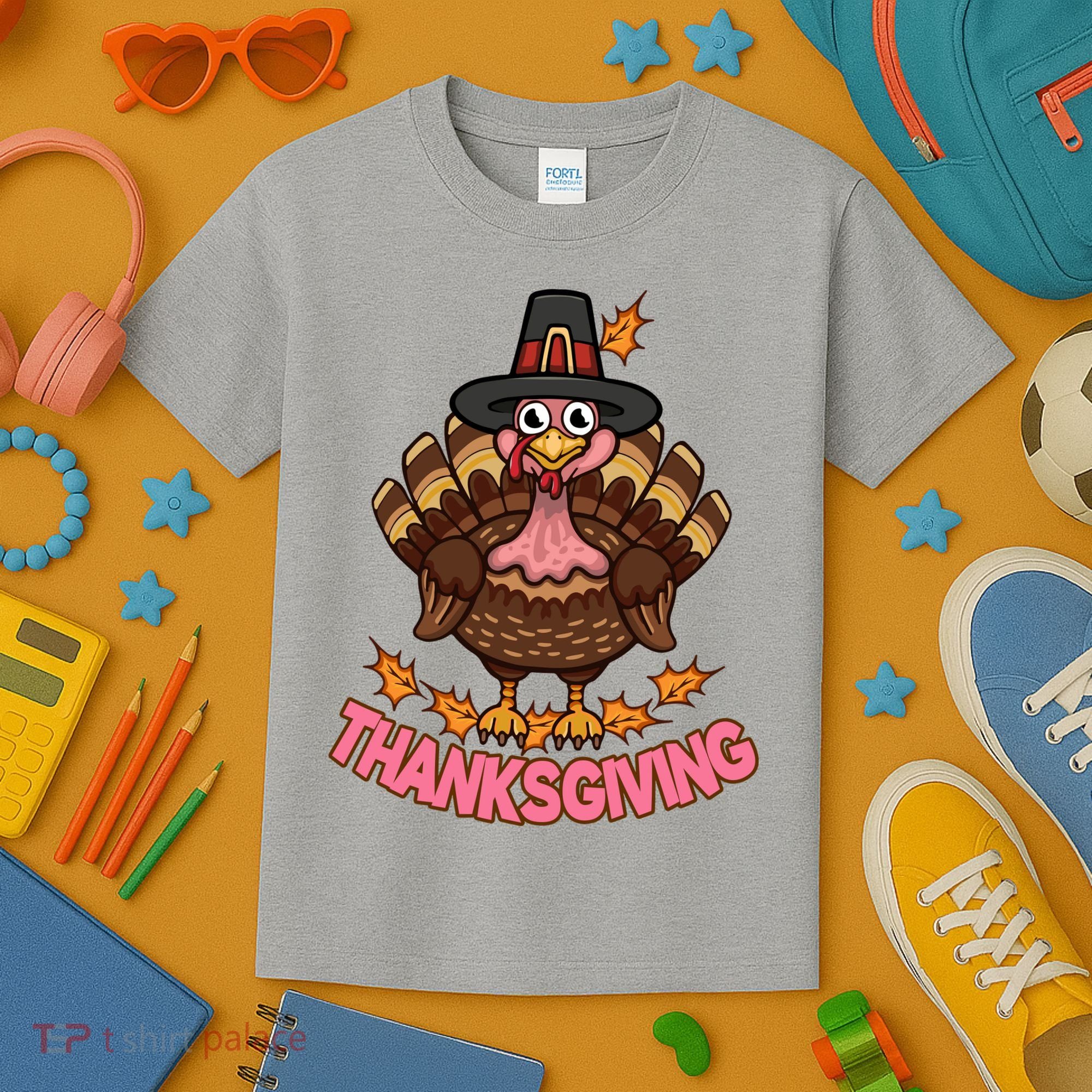 Thanksgiving Turkey Cute Holiday Kids T-Shirt