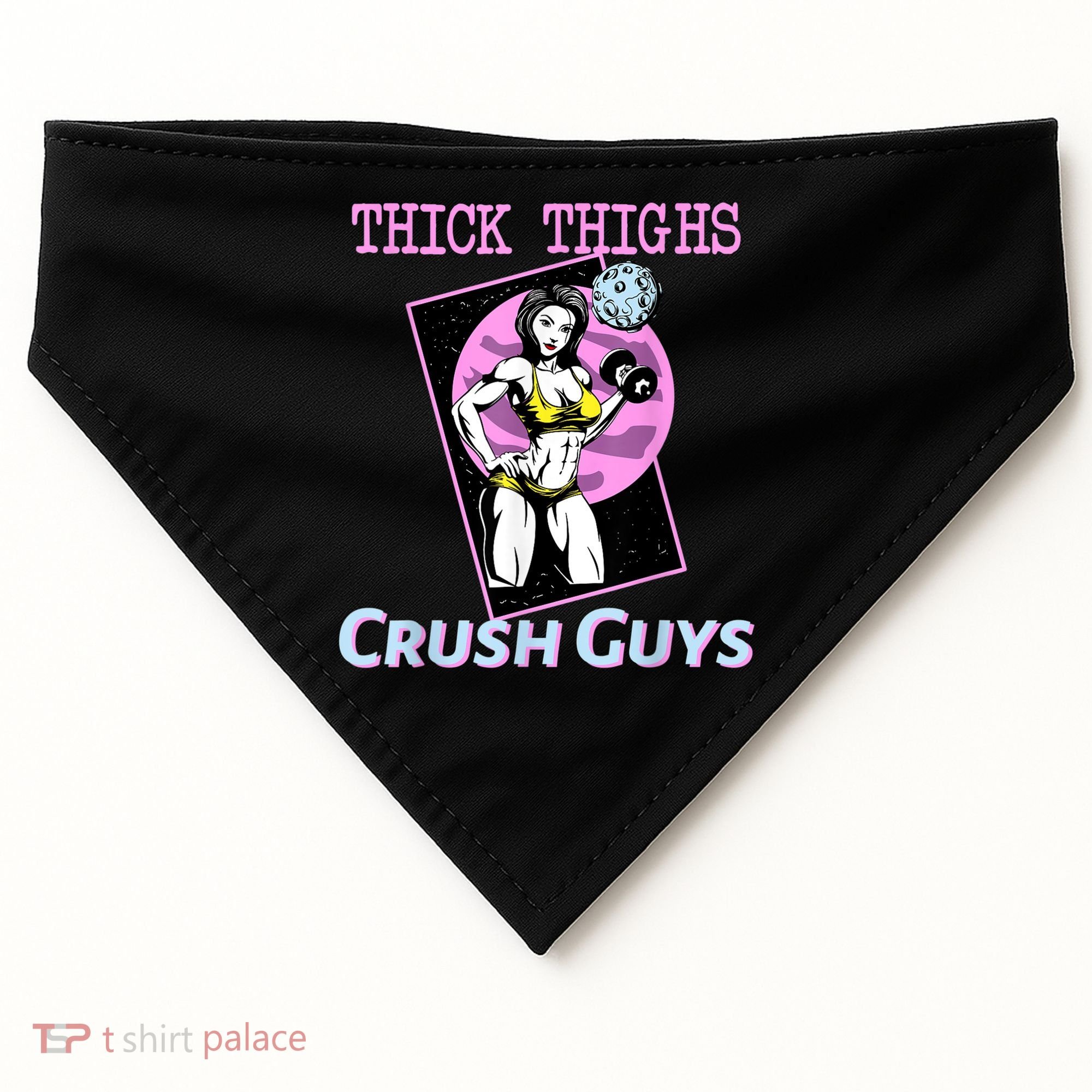 Thick Thighs Crush Guys Weightlifting Bodybuilding Gym USA-Made Doggie Bandana