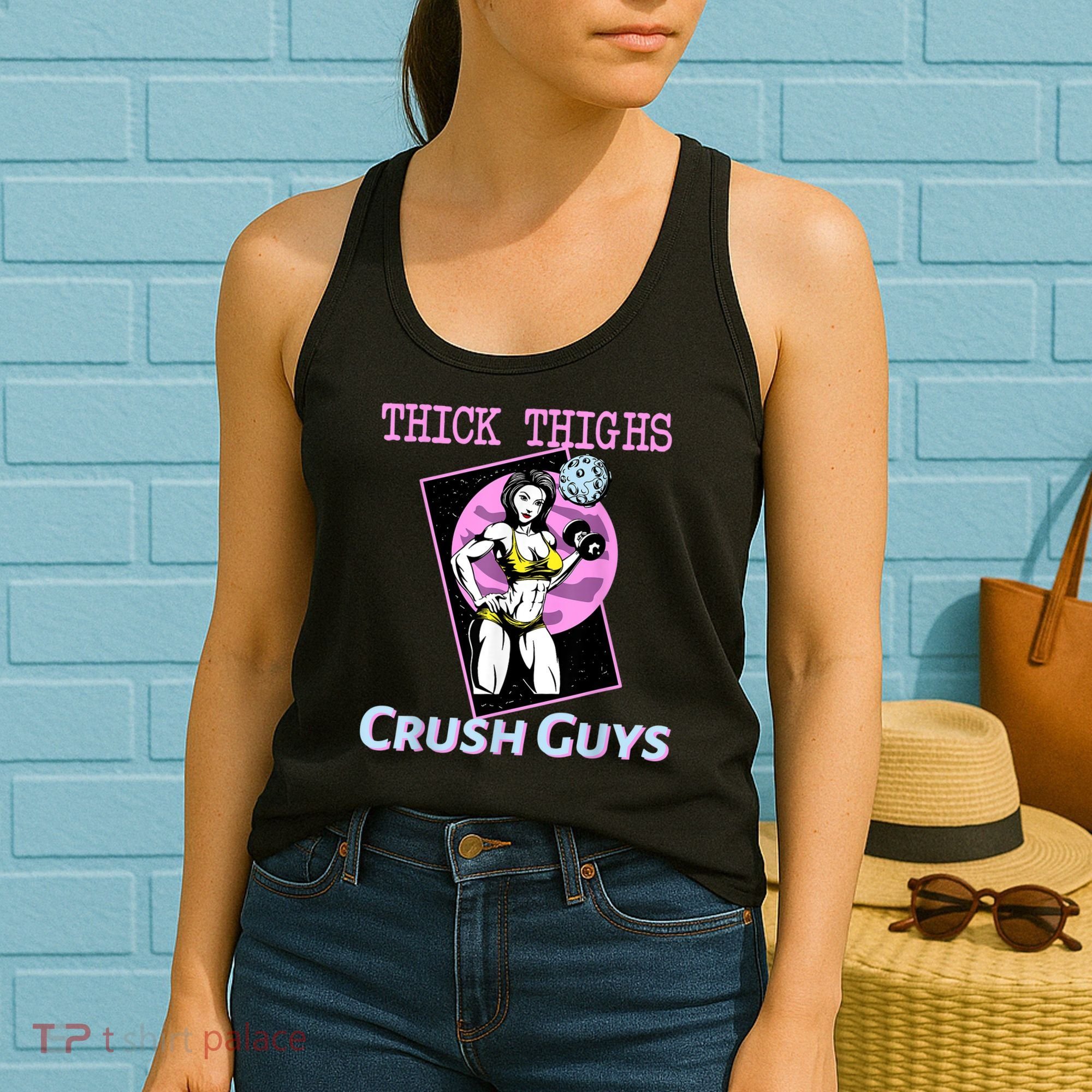 Thick Thighs Crush Guys Weightlifting Bodybuilding Gym Women's Tank Top