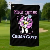 Thick Thighs Crush Guys Weightlifting Bodybuilding Gym Golf Towel thumb 1