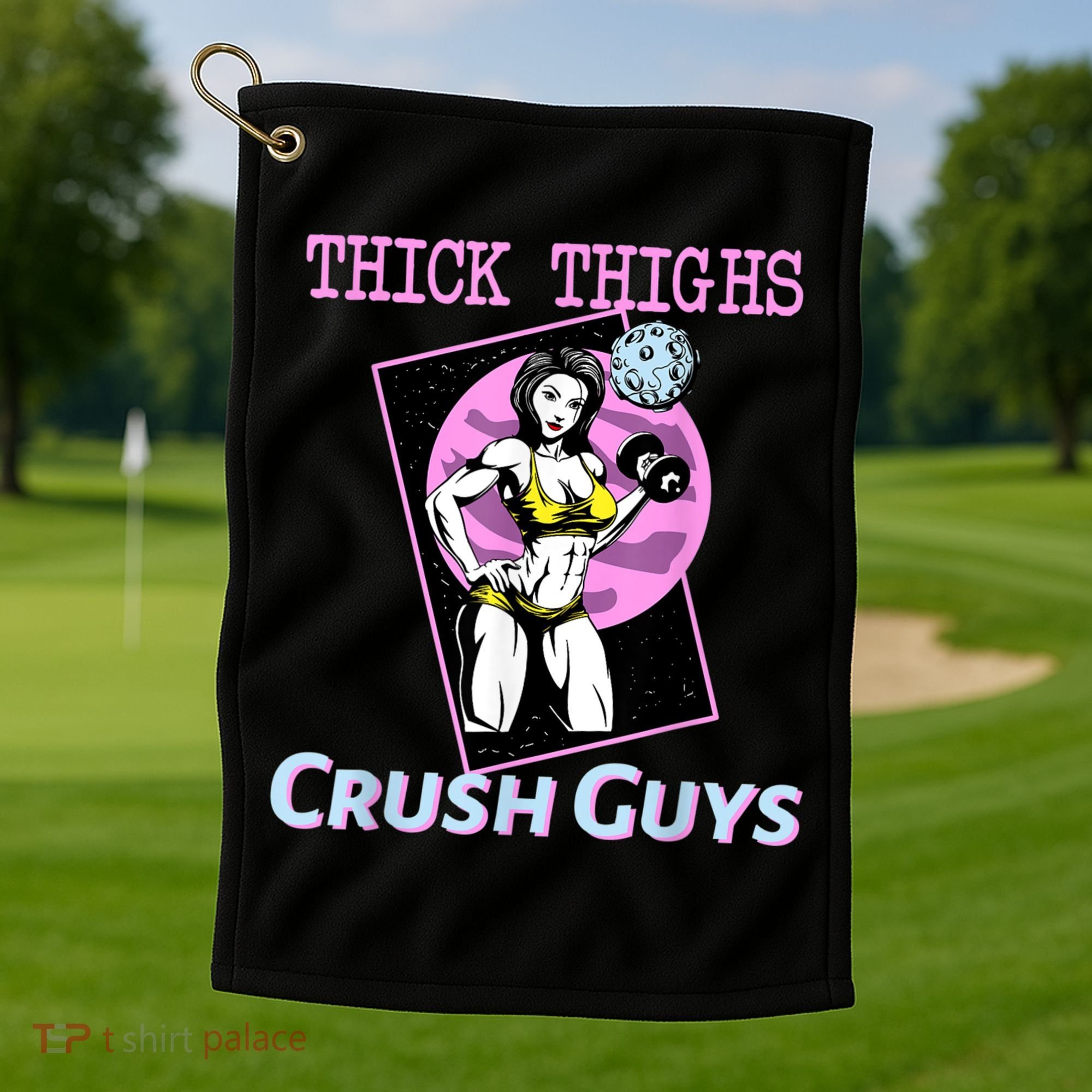 Thick Thighs Crush Guys Weightlifting Bodybuilding Gym Golf Towel