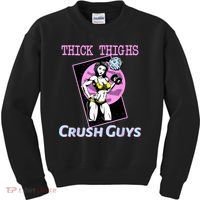 Thick Thighs Crush Guys Weightlifting Bodybuilding Gym Kids Sweatshirt thumb 0