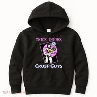 Thick Thighs Crush Guys Weightlifting Bodybuilding Gym Kids Hoodie thumb 0