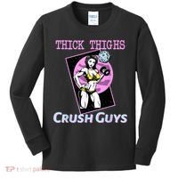 Thick Thighs Crush Guys Weightlifting Bodybuilding Gym Kids Long Sleeve Shirt thumb 0