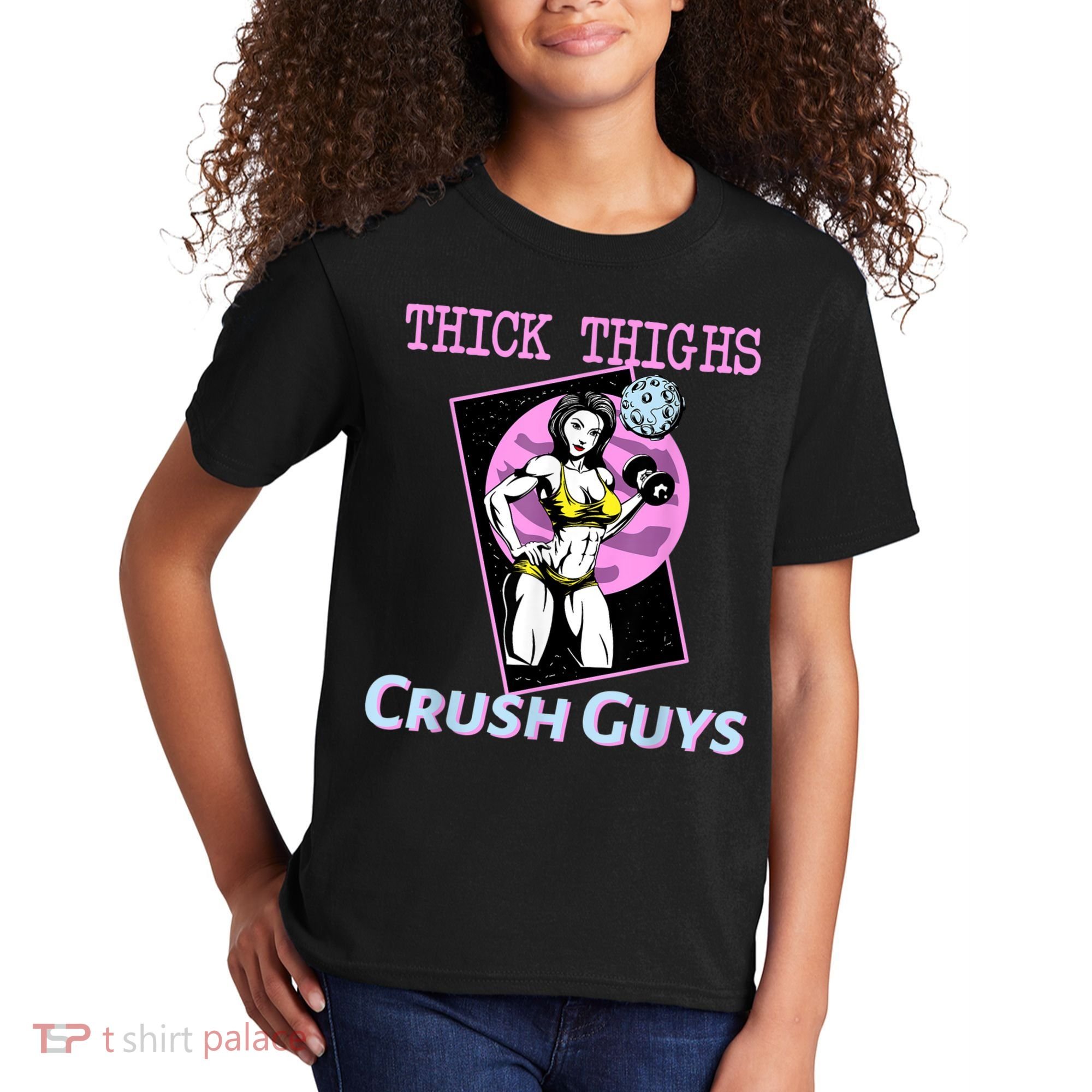 Thick Thighs Crush Guys Weightlifting Bodybuilding Gym Kids T-Shirt