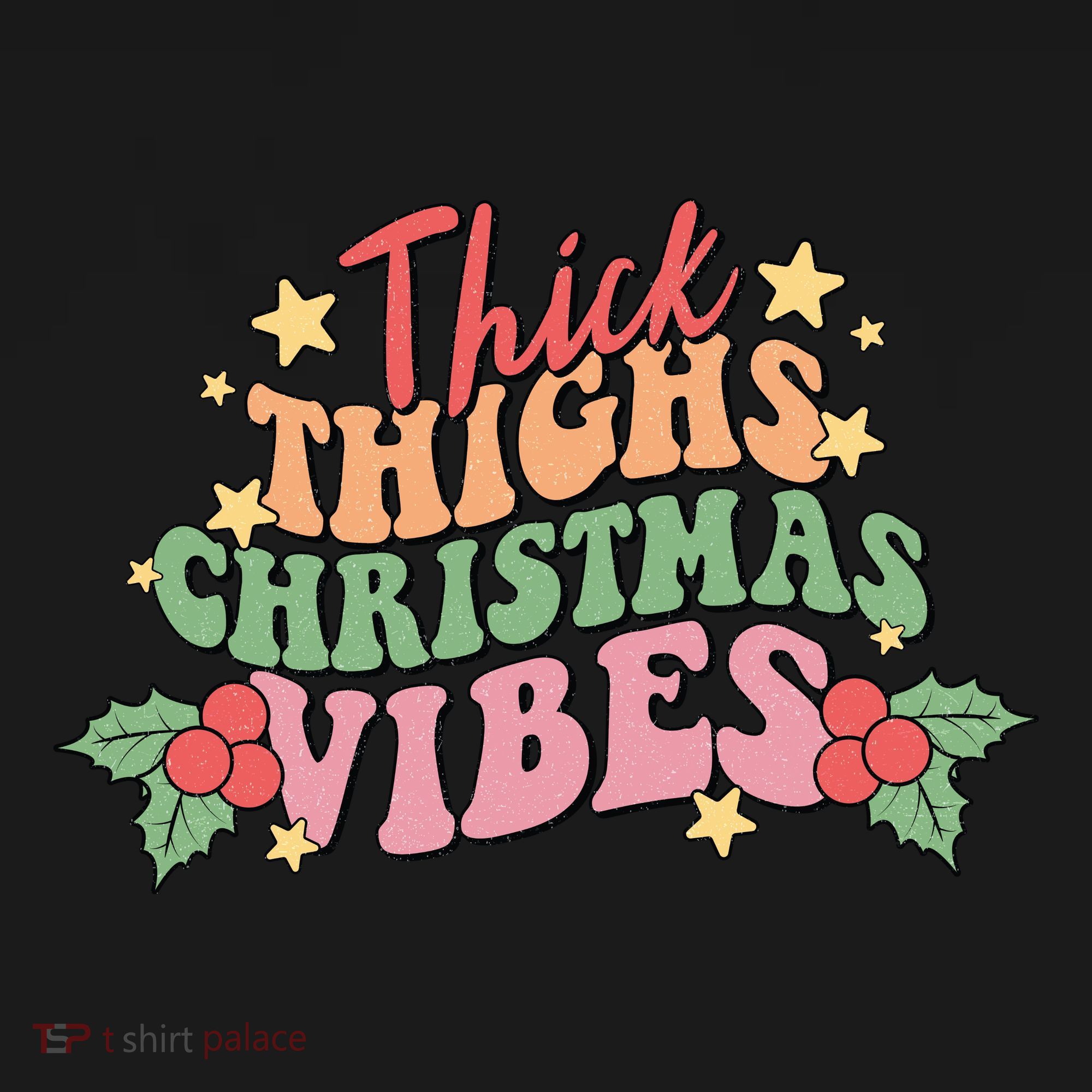 Thick Thighs Christmas Vibes Retro Holiday Funny Apron