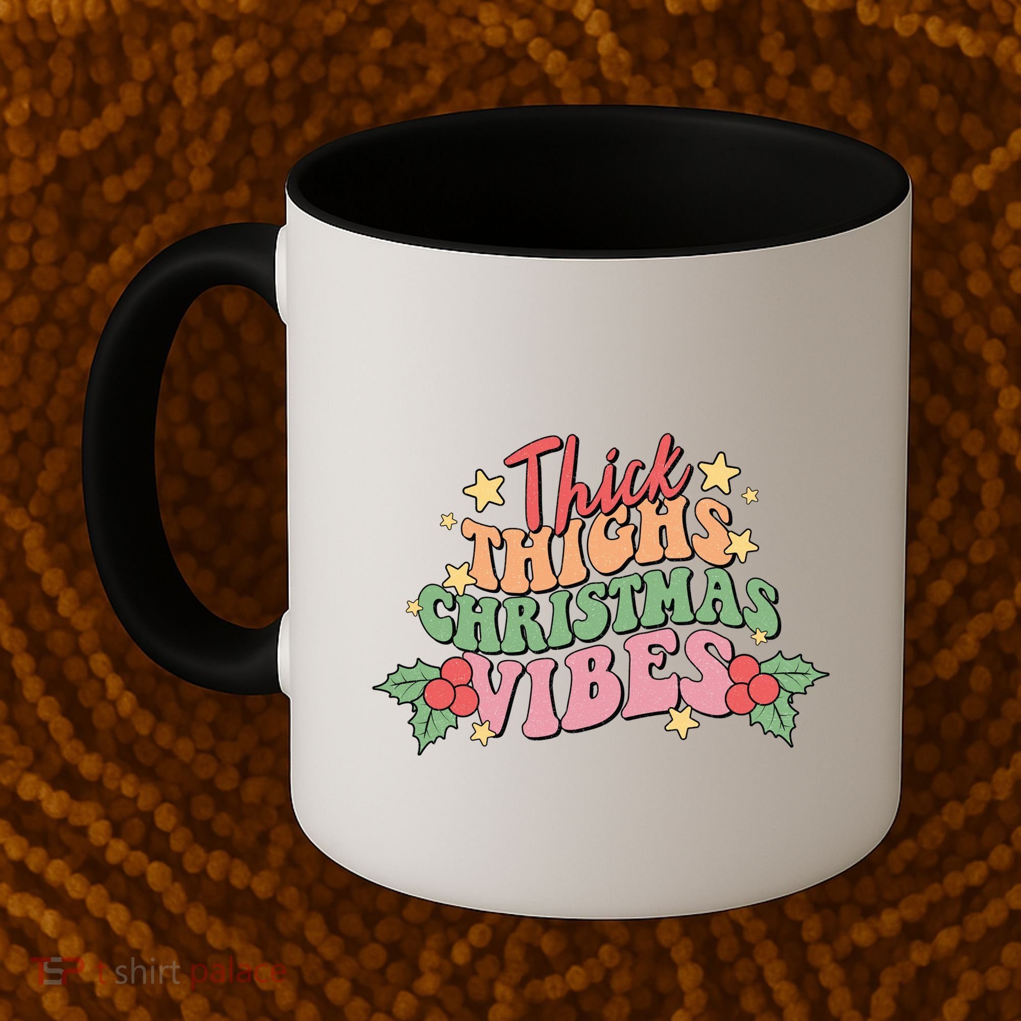 Thick Thighs Christmas Vibes Retro Holiday Funny Coffee Mug