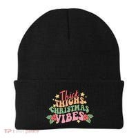 Thick Thighs Christmas Vibes Retro Holiday Funny Beanie thumb 0