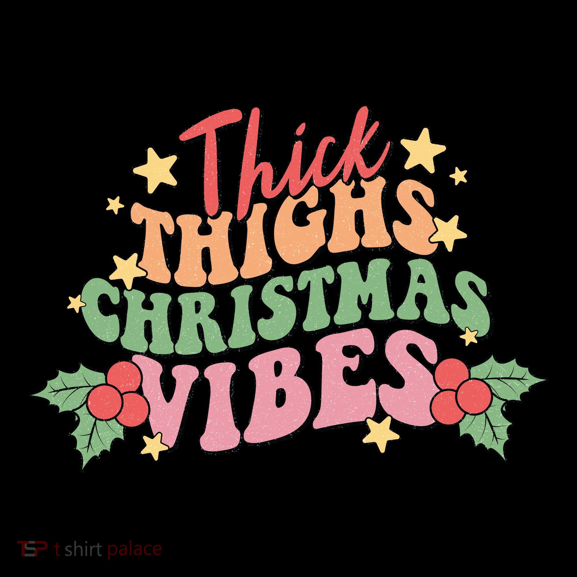 Thick Thighs Christmas Vibes Retro Holiday Funny Women's Hoodie