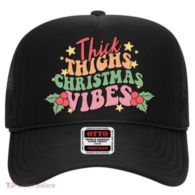 Thick Thighs Christmas Vibes Retro Holiday Funny Hat