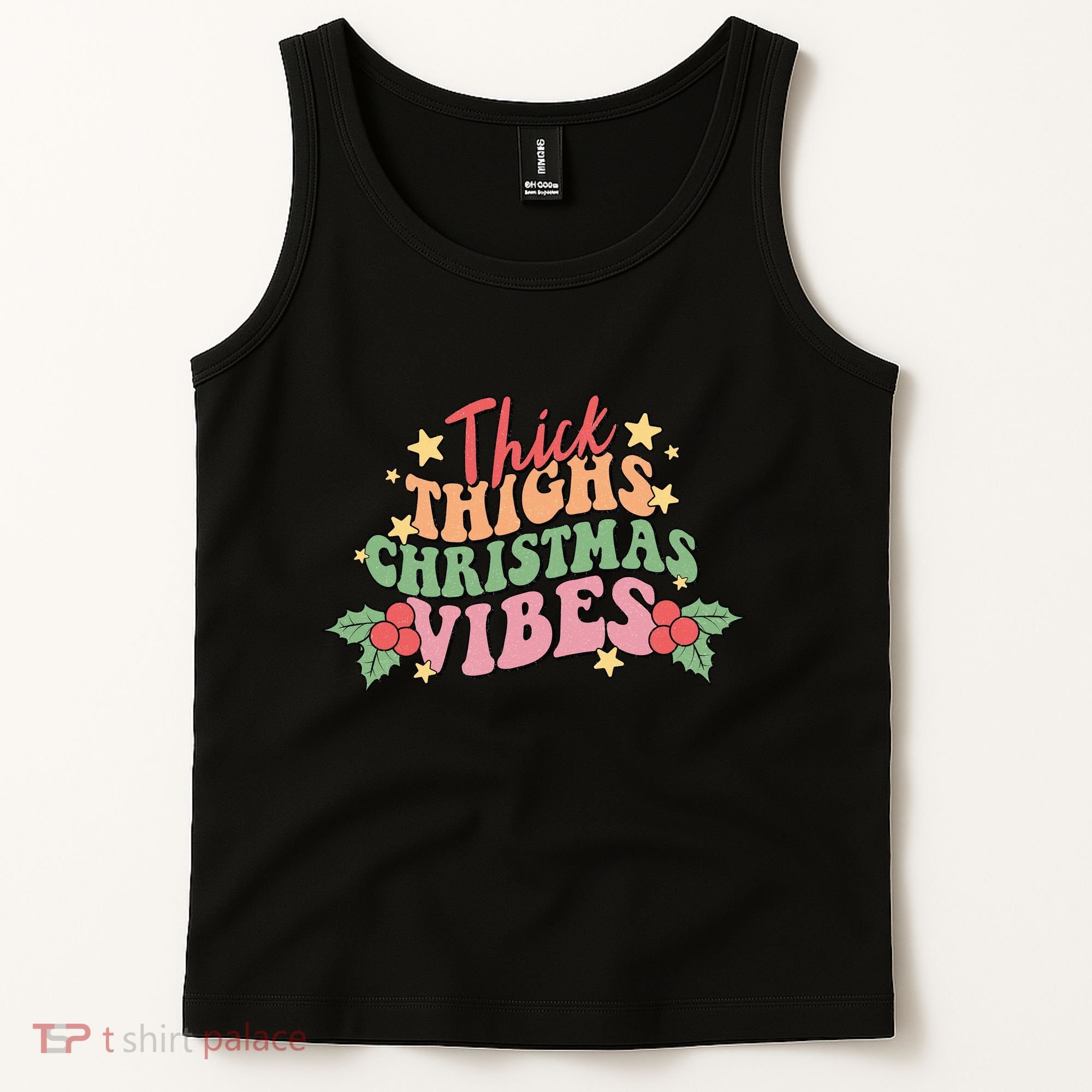 Thick Thighs Christmas Vibes Retro Holiday Funny Tank Top