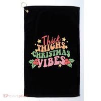 Thick Thighs Christmas Vibes Retro Holiday Funny Golf Towel thumb 0