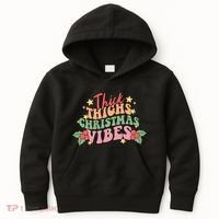 Thick Thighs Christmas Vibes Retro Holiday Funny Kids Hoodie thumb 0