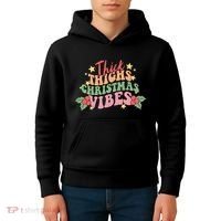 Thick Thighs Christmas Vibes Retro Holiday Funny Kids Hoodie thumb 4