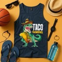 Tacosaurus Taco Cinco De Mayo Dinosaur T Rex Tank Top thumb 4