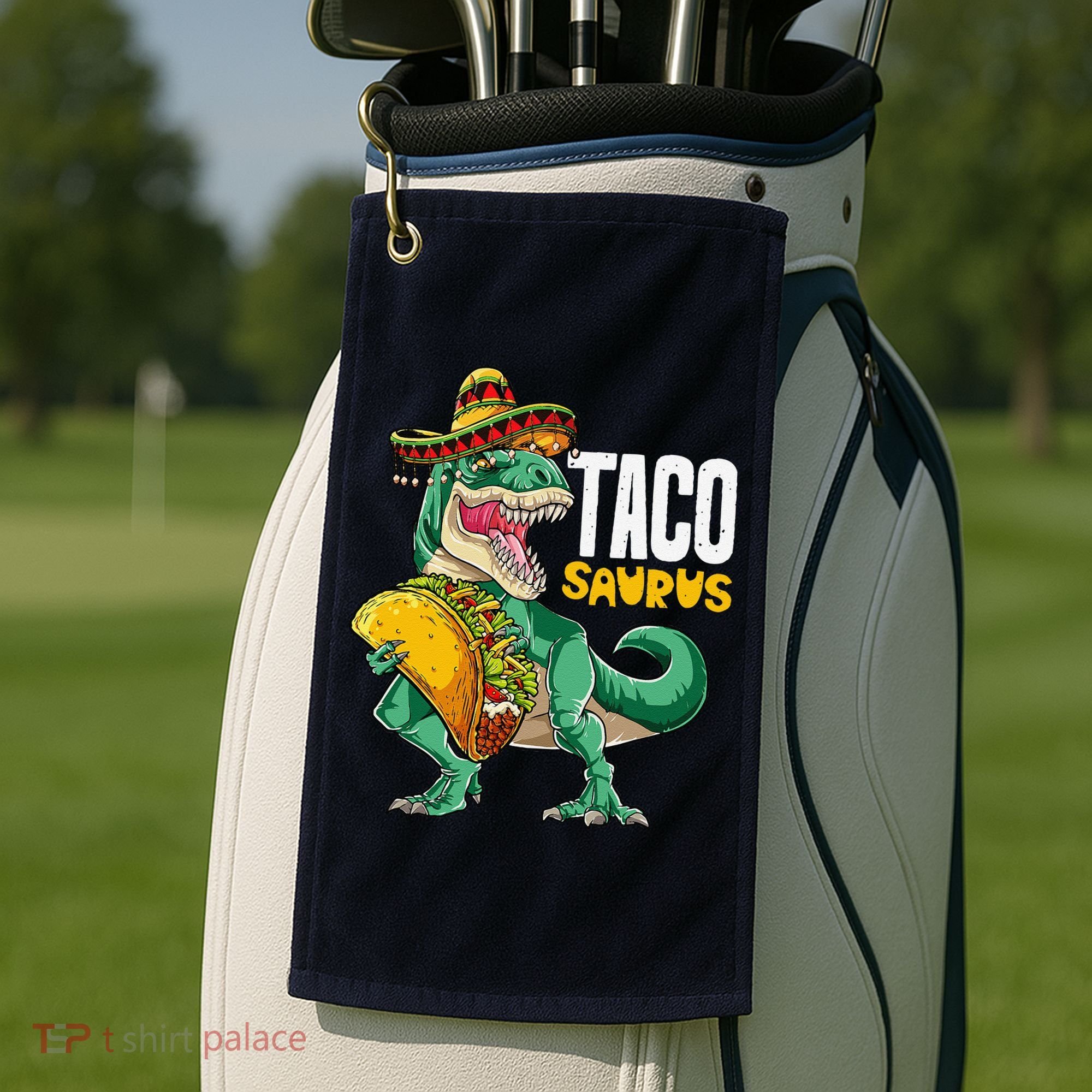 Tacosaurus Taco Cinco De Mayo Dinosaur T Rex Golf Towel