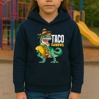 Tacosaurus Taco Cinco De Mayo Dinosaur T Rex Kids Hoodie thumb 3