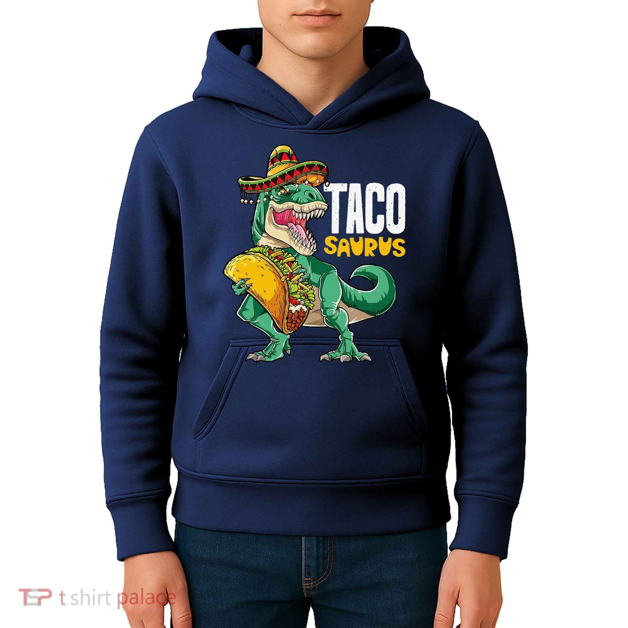 Tacosaurus Taco Cinco De Mayo Dinosaur T Rex Kids Hoodie