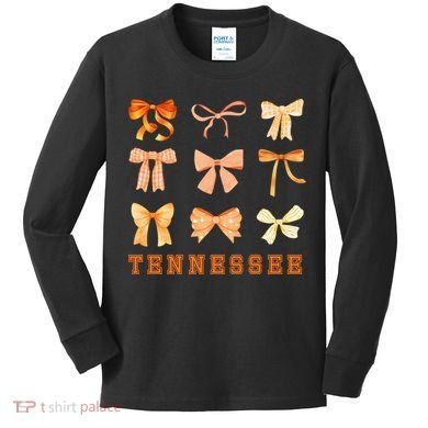 Tennessee TN Coquette Bow State Pride Kids Long Sleeve Shirt