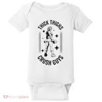 Thick Thighs Crush Guys Gym Workout Fitness Bodybuilding Baby Bodysuit thumb 0
