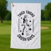 Thick Thighs Crush Guys Gym Workout Fitness Bodybuilding Golf Towel thumb 1