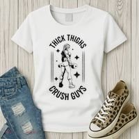 Thick Thighs Crush Guys Gym Workout Fitness Bodybuilding Women's T-Shirt thumb 3