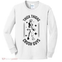 Thick Thighs Crush Guys Gym Workout Fitness Bodybuilding Kids Long Sleeve Shirt thumb 0