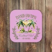 Tanned & Tipsy Cocktail Club Sip & Chill Summer Hawaii Beach Coaster thumb 0