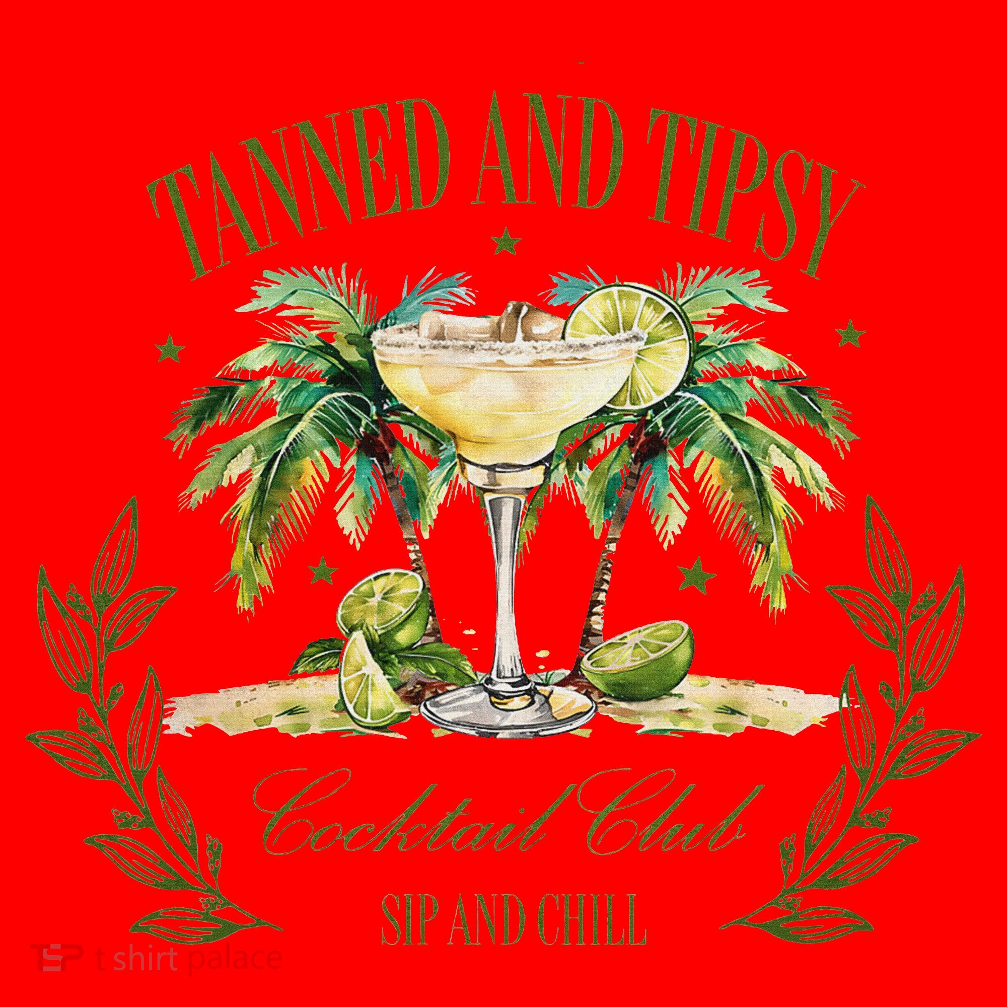 Tanned & Tipsy Cocktail Club Sip & Chill Summer Hawaii Beach Santa Hat