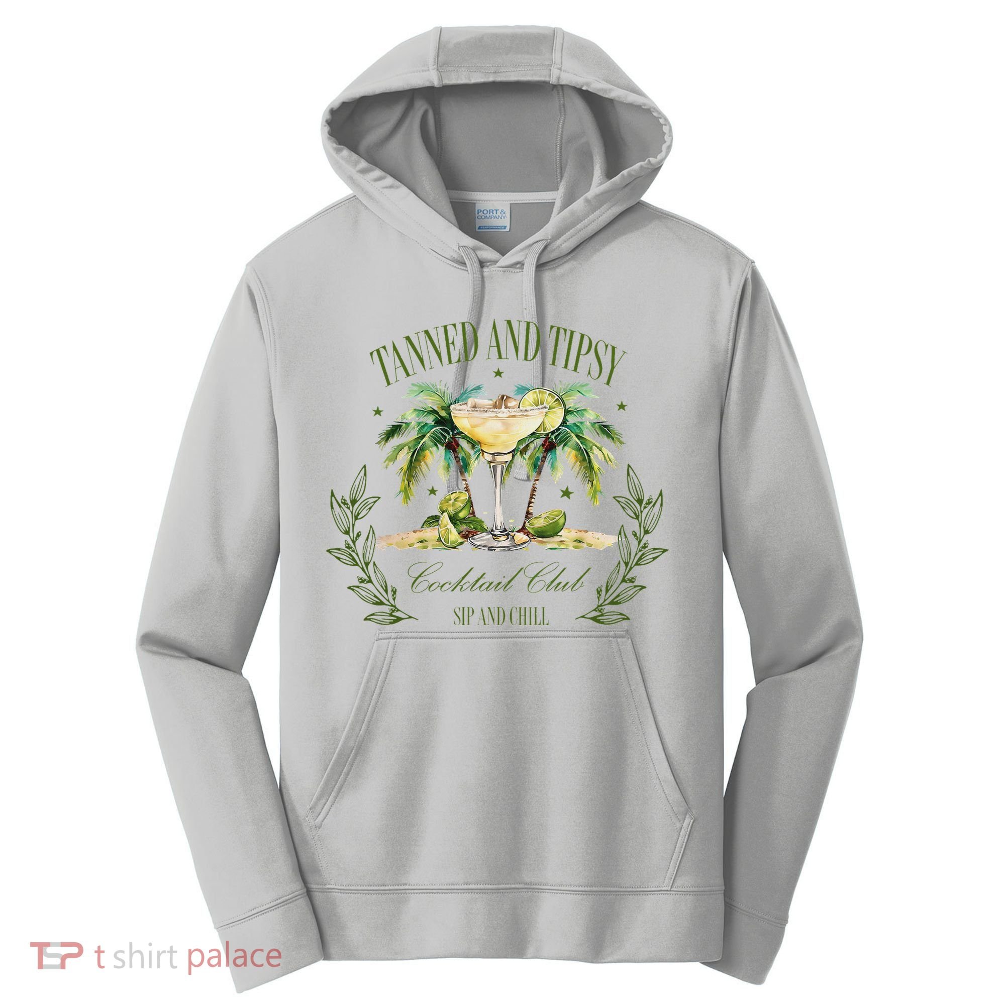Tanned & Tipsy Cocktail Club Sip & Chill Summer Hawaii Beach Performance Fleece Hoodie