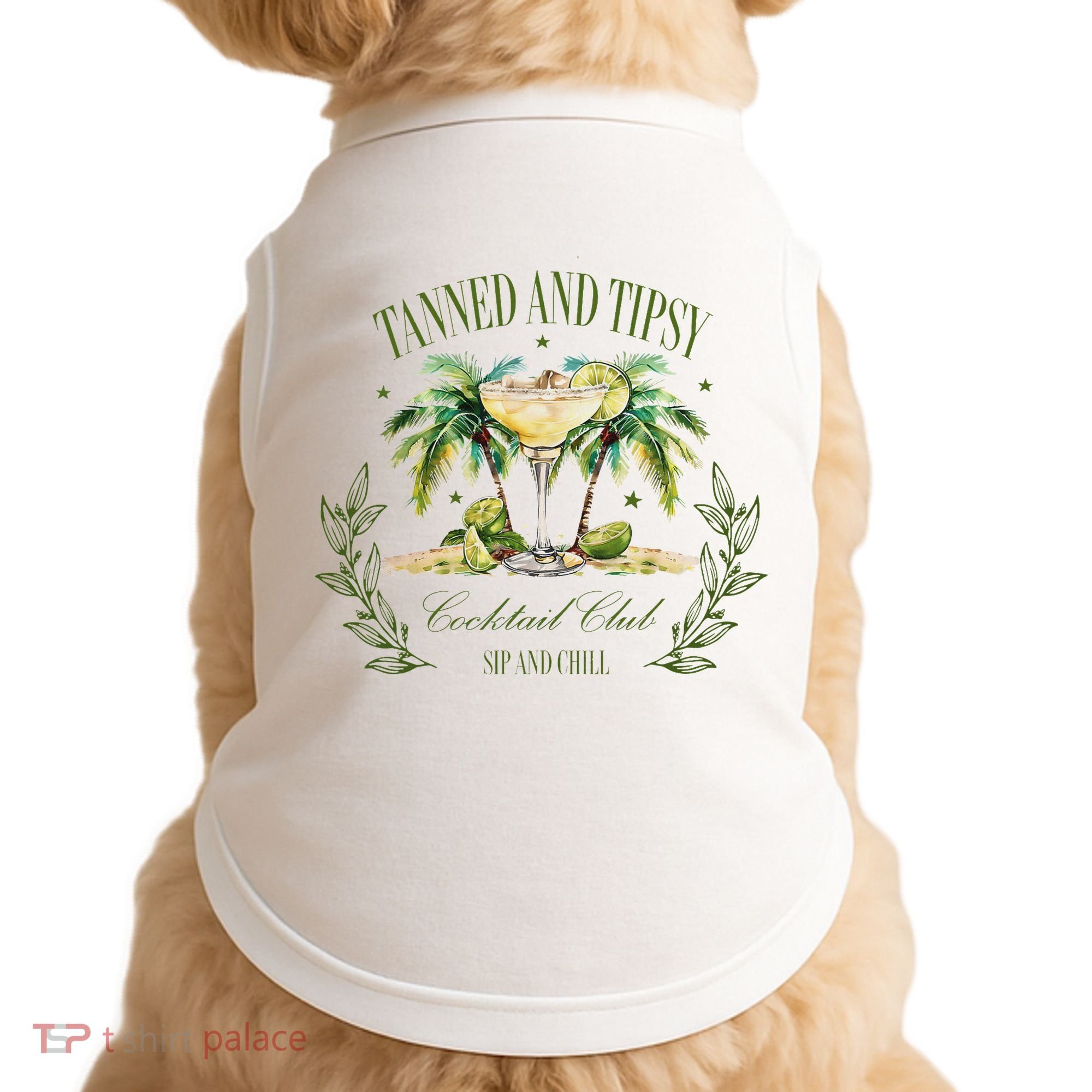 Tanned & Tipsy Cocktail Club Sip & Chill Summer Hawaii Beach Doggie Tank