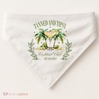 Tanned & Tipsy Cocktail Club Sip & Chill Summer Hawaii Beach USA-Made Doggie Bandana thumb 0