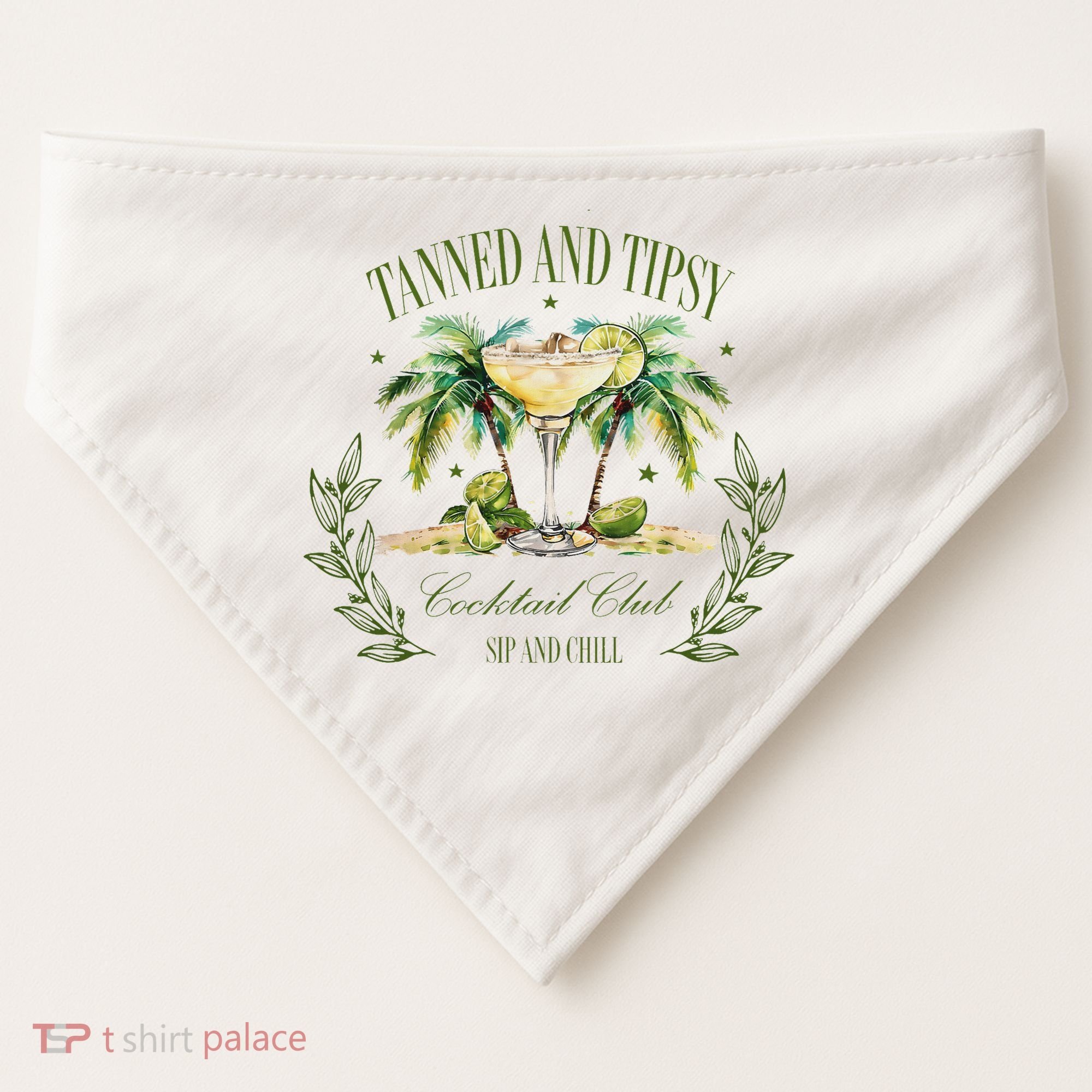 Tanned & Tipsy Cocktail Club Sip & Chill Summer Hawaii Beach USA-Made Doggie Bandana