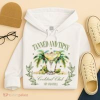 Tanned & Tipsy Cocktail Club Sip & Chill Summer Hawaii Beach Hoodie thumb 4