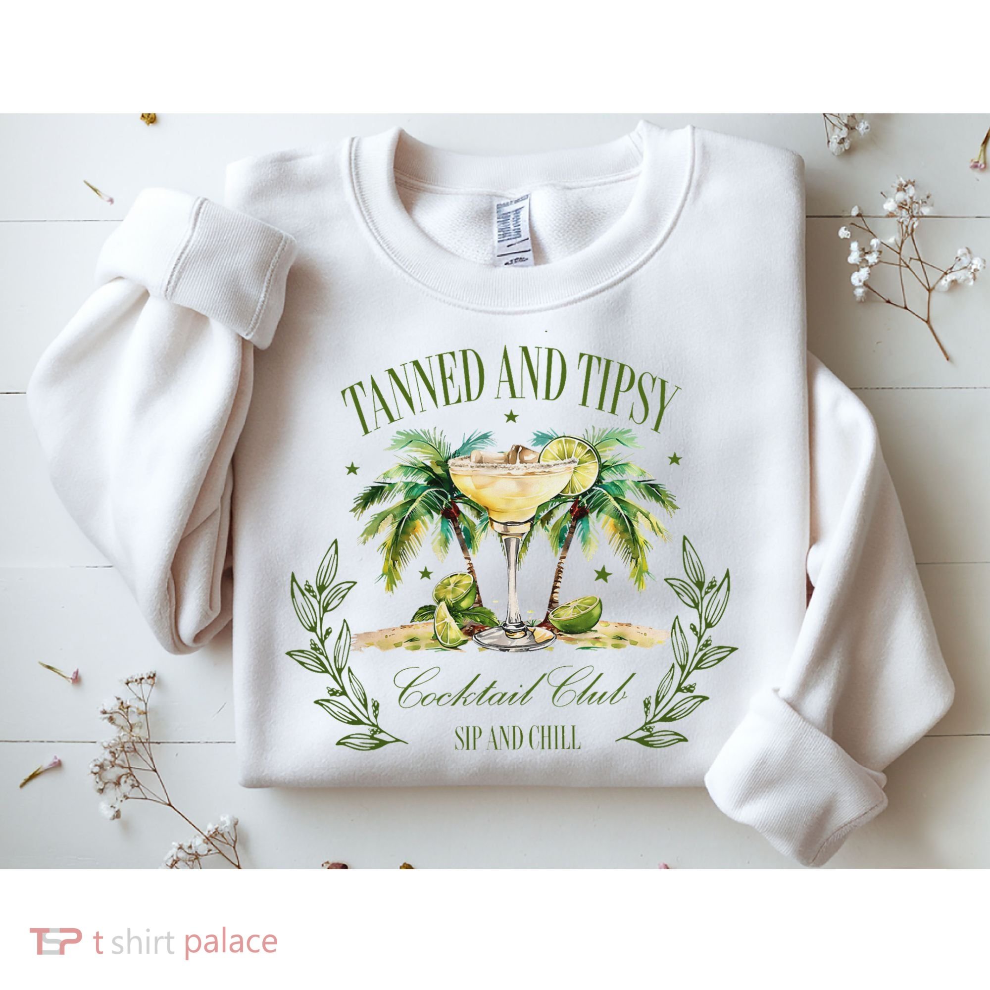 Tanned & Tipsy Cocktail Club Sip & Chill Summer Hawaii Beach Sweatshirt