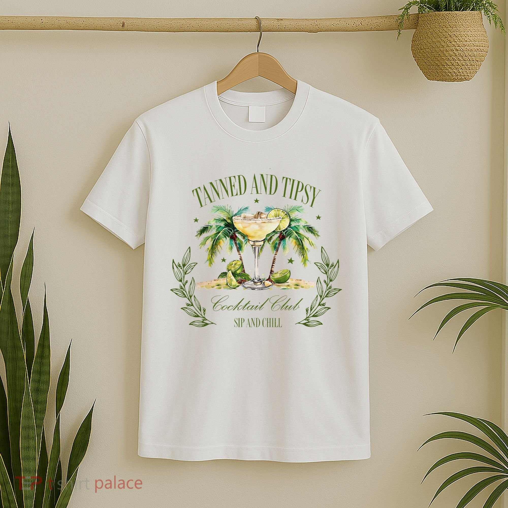 Tanned & Tipsy Cocktail Club Sip & Chill Summer Hawaii Beach T-Shirt